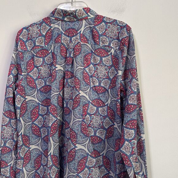 Talbots Blouse‎ Top L Petite Garden Medallion Button Front Long Sleeve Thin NEW - Picture 8 of 12